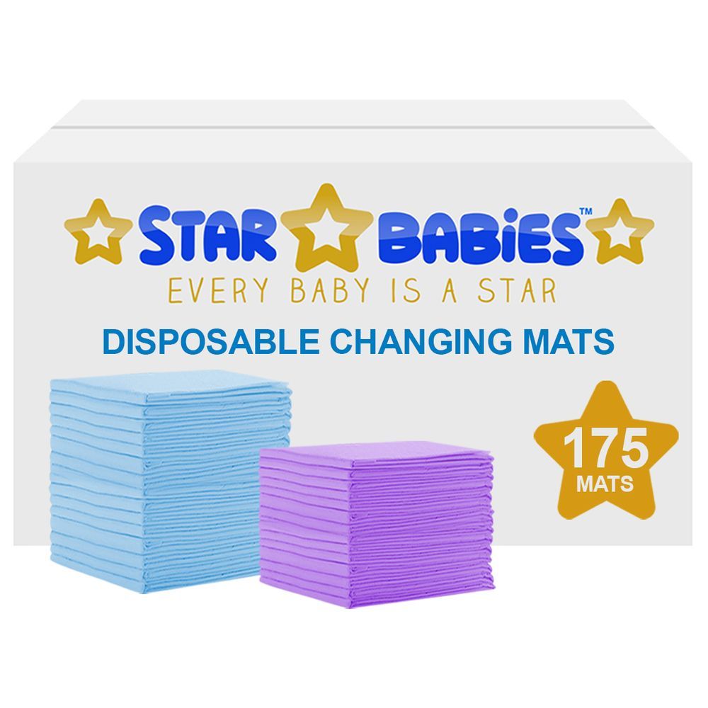 Star Babies - Disposable Changing mats (45x60cm) Large, Pack of 175 - Assorted