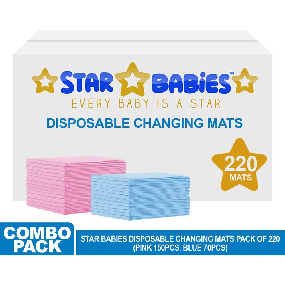 Star Babies - Disposable Changing mats (45x60cm) Large, Pack of 220 - Assorted