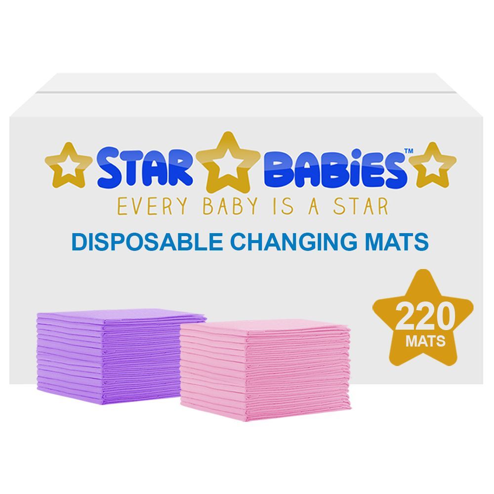 Star Babies - Disposable Changing mats (45x60cm) Large, Pack of 220 - Assorted