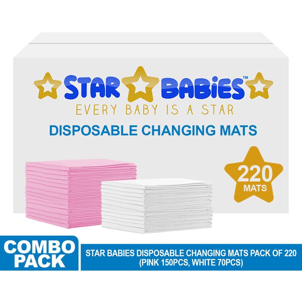 Star Babies - Disposable Changing mats (45x60cm) Large, Pack of 220 - Assorted