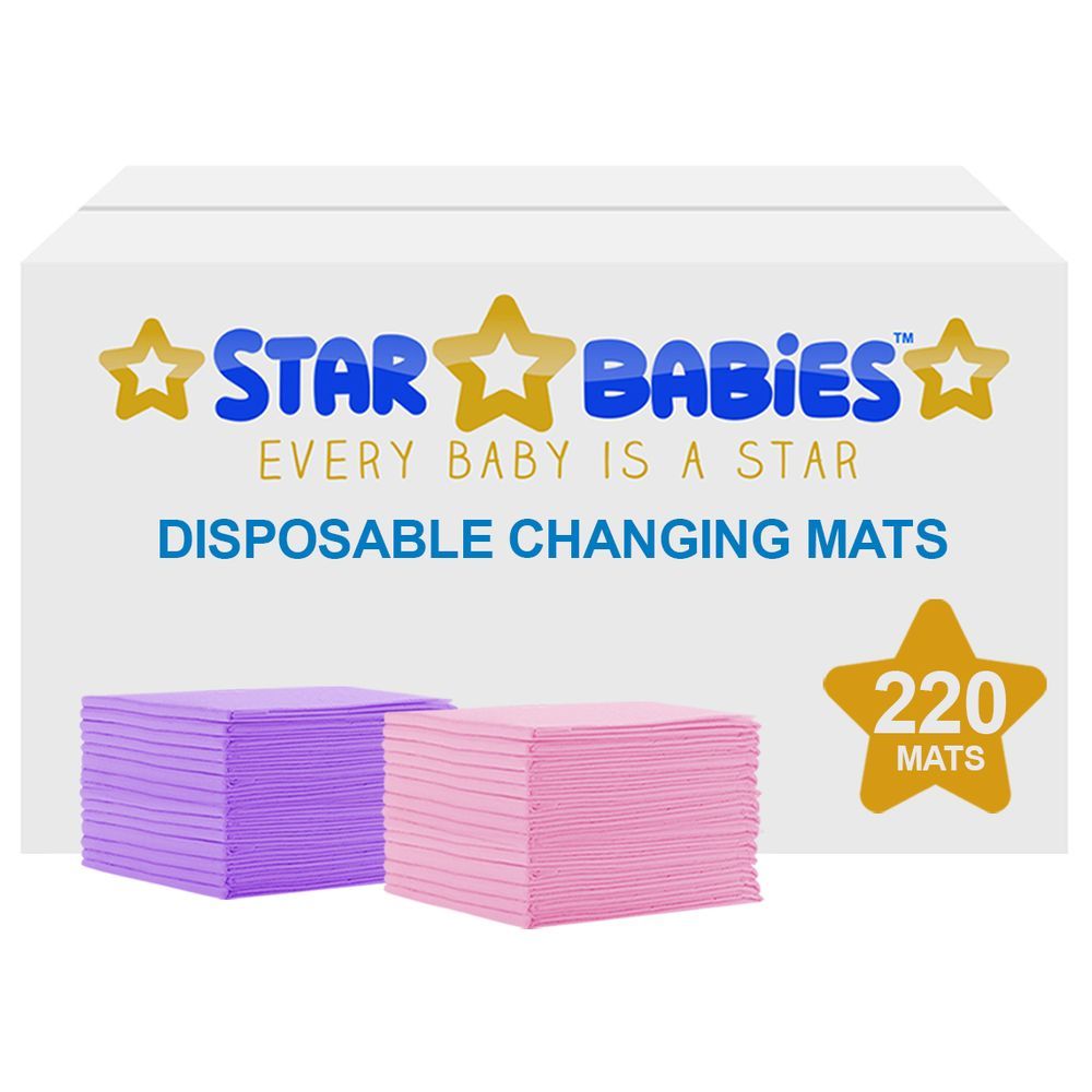 Star Babies - Disposable Changing mats (45x60cm) Large, Pack of 220 - Assorted