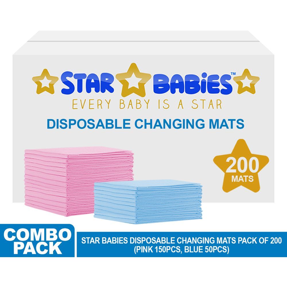 Star Babies - Disposable Changing mats (45x60cm) Large, Pack of 200 - Assorted