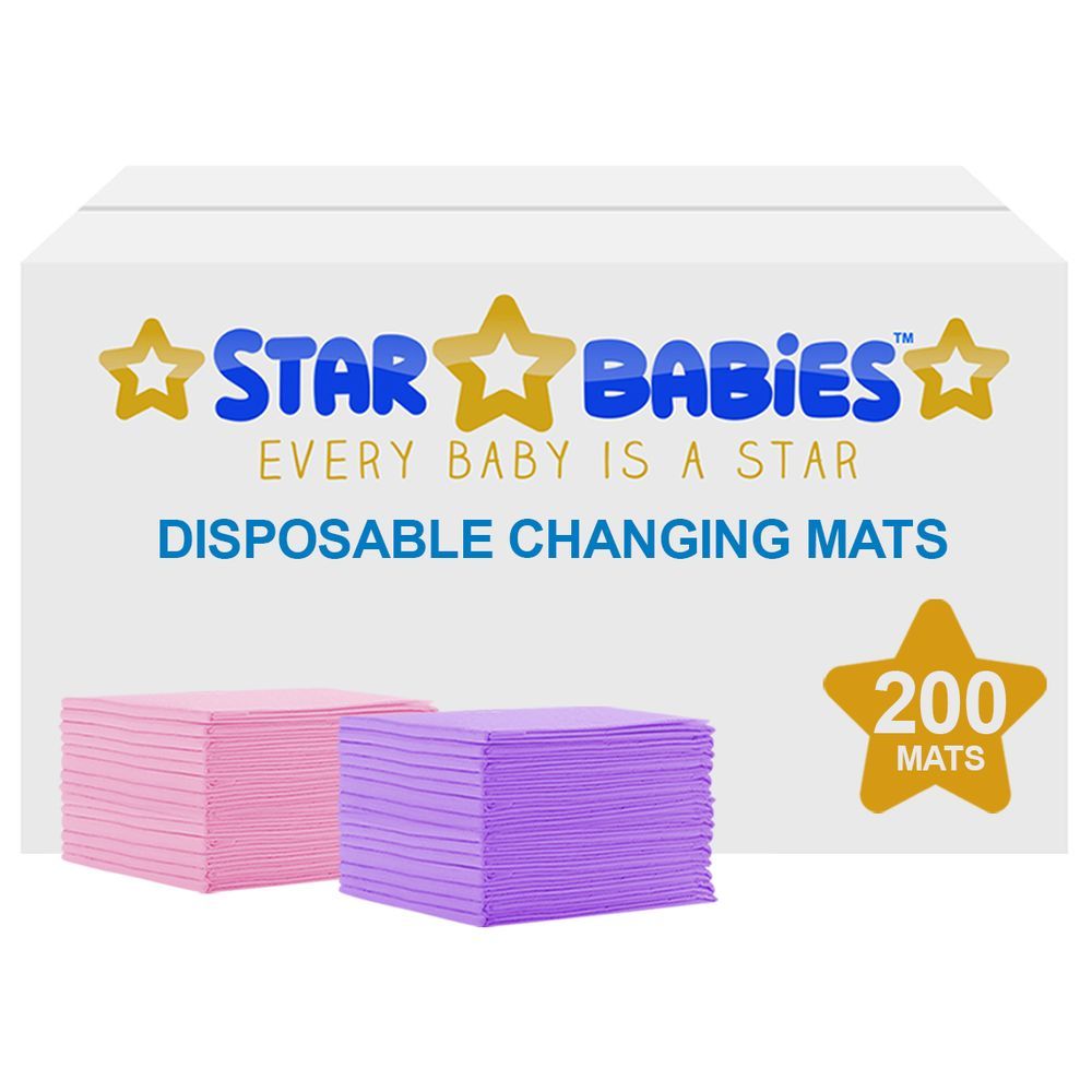 Star Babies - Disposable Changing mats (45x60cm) Large, Pack of 200 - Assorted