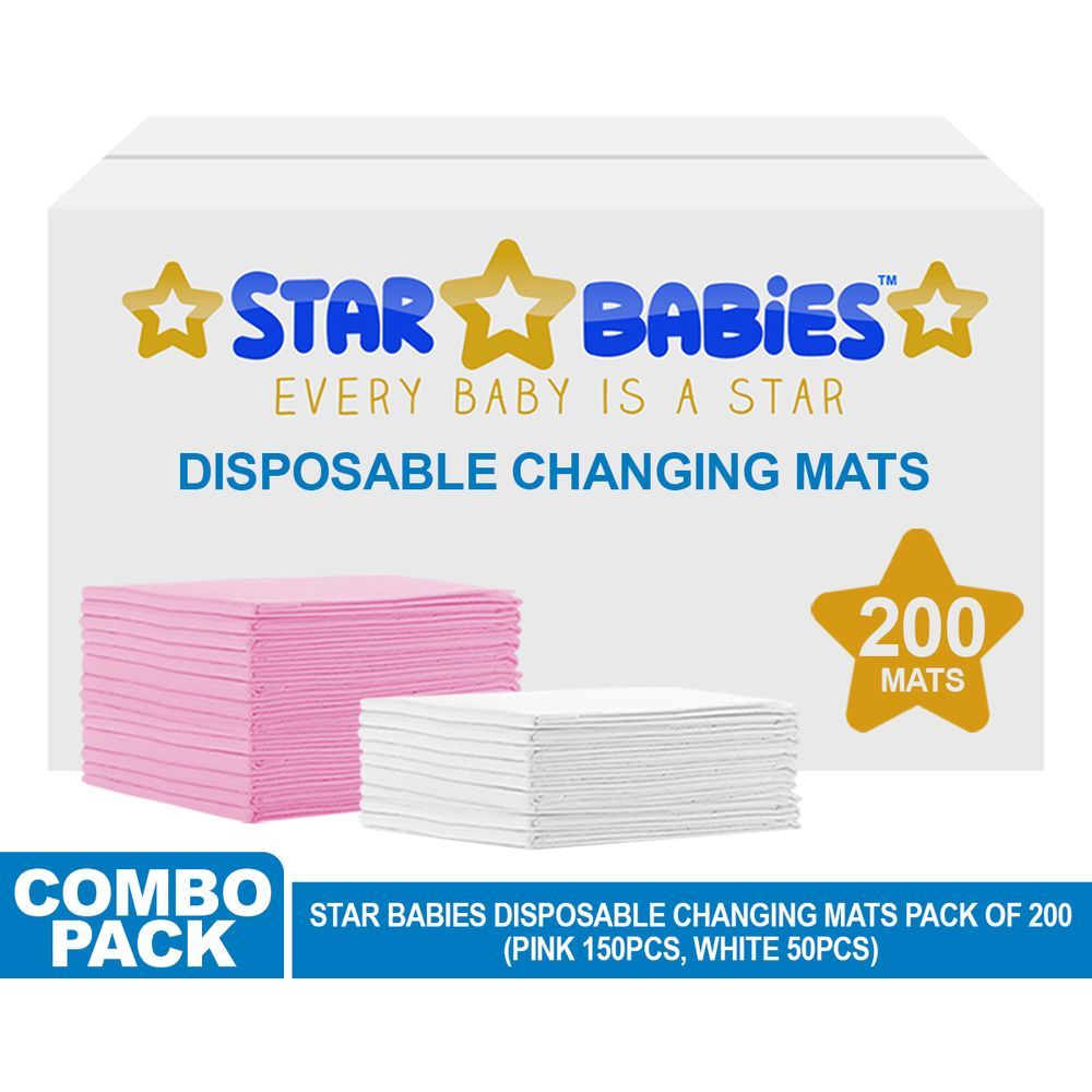 Star Babies - Disposable Changing mats (45x60cm) Large, Pack of 200 - Assorted