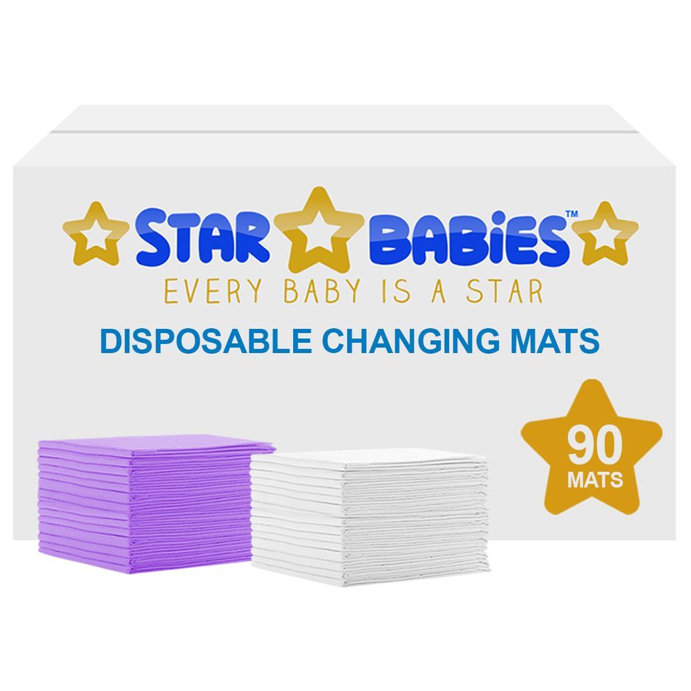 Star Babies - Disposable Changing mats (45x60cm) Large, Pack of 90 -Assorted