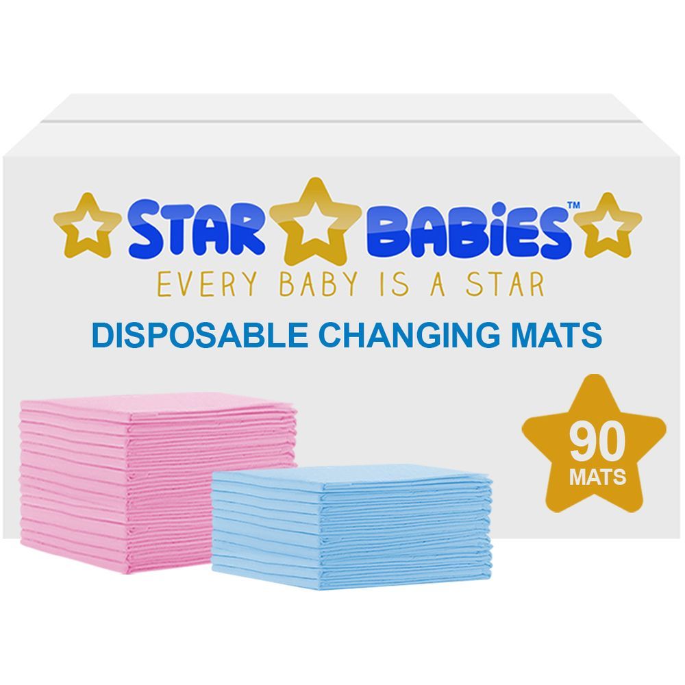 Star Babies - Disposable Changing mats (45x60cm) Large, Pack of 90 - Assorted