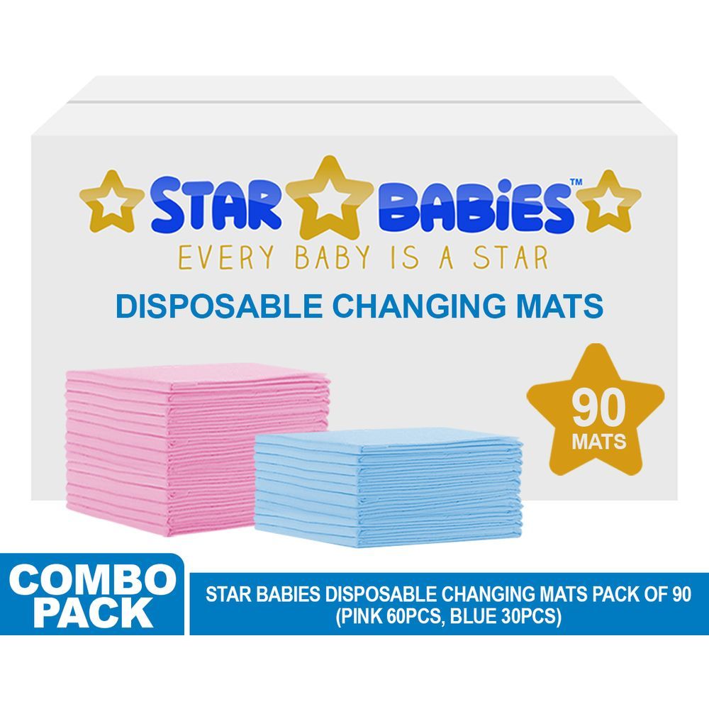 Star Babies - Disposable Changing mats (45x60cm) Large, Pack of 90 - Assorted