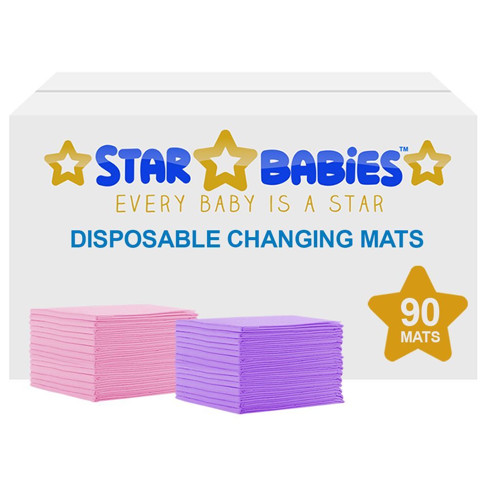 Star Babies - Disposable Changing mats (45x60cm) Large, Pack of 90 - Assorted