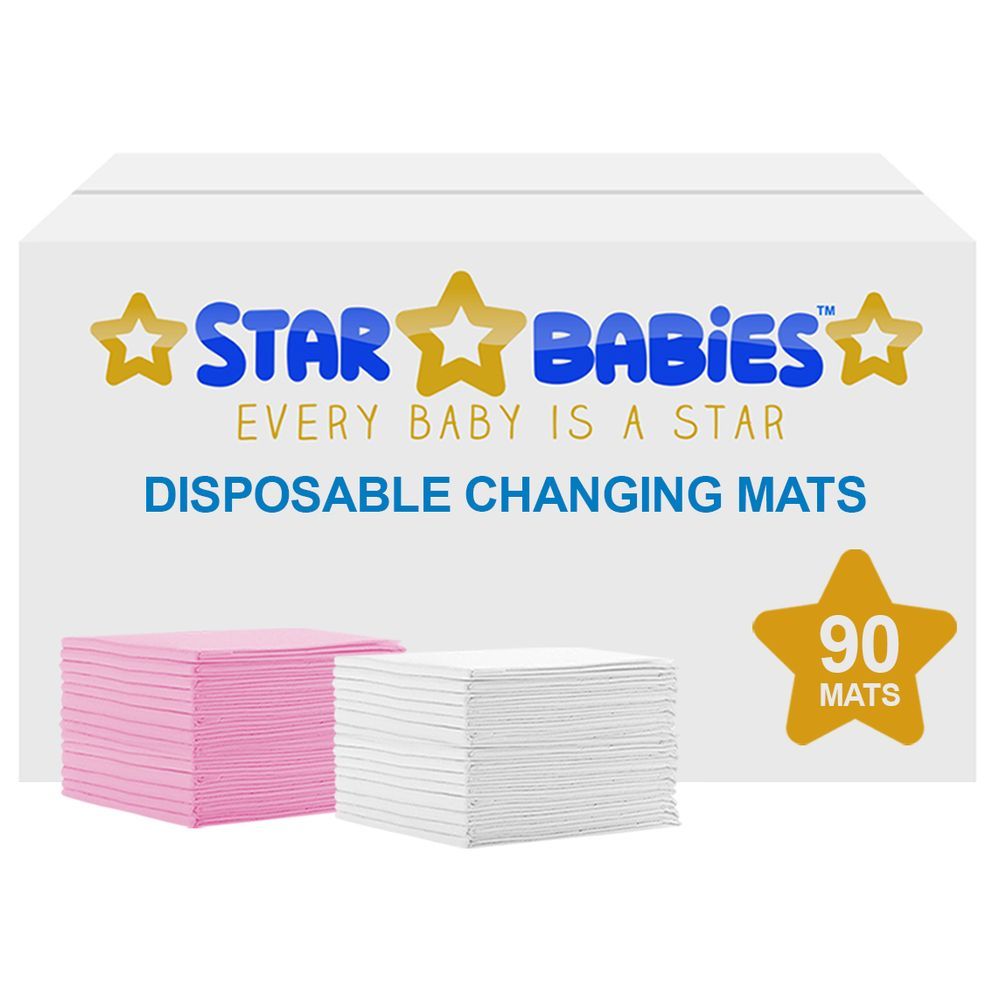 Star Babies - Disposable Changing mats (45x60cm) Large, Pack of 90 - Assorted