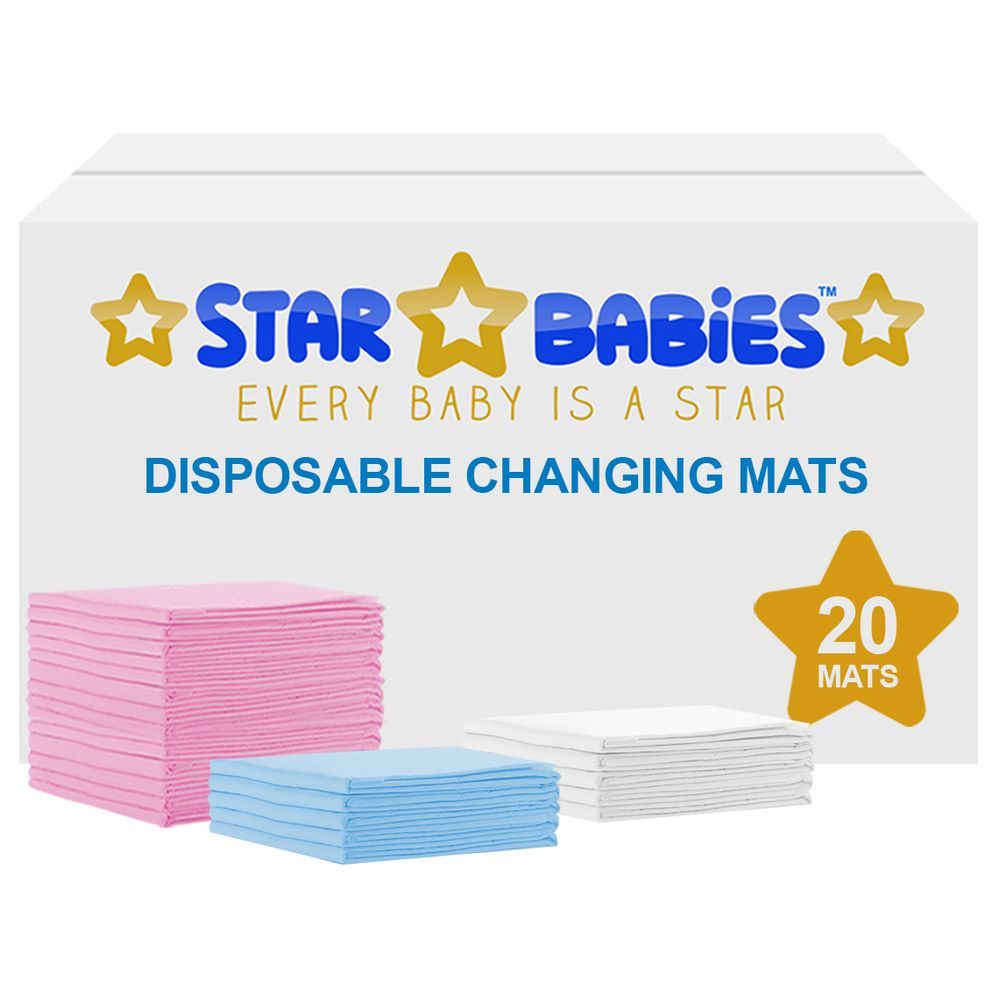 Star Babies - Disposable Changing mats (45x60cm) Large, Pack of 20 - Assorted