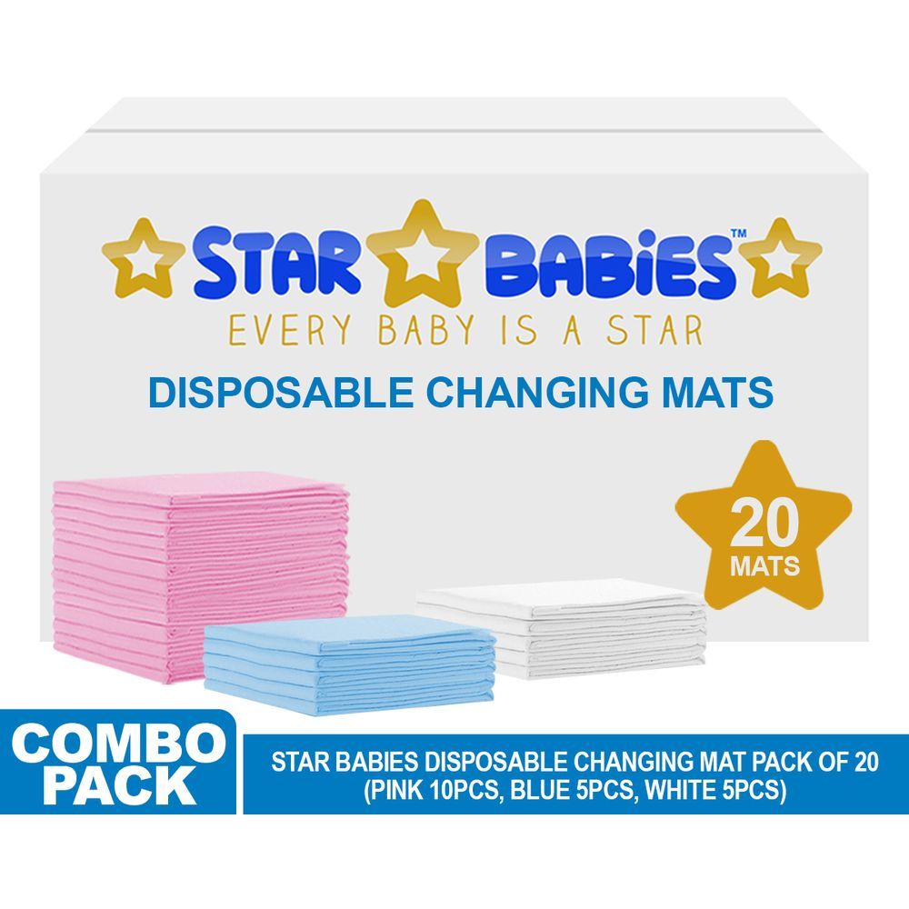 Star Babies - Disposable Changing mats (45x60cm) Large, Pack of 20 - Assorted