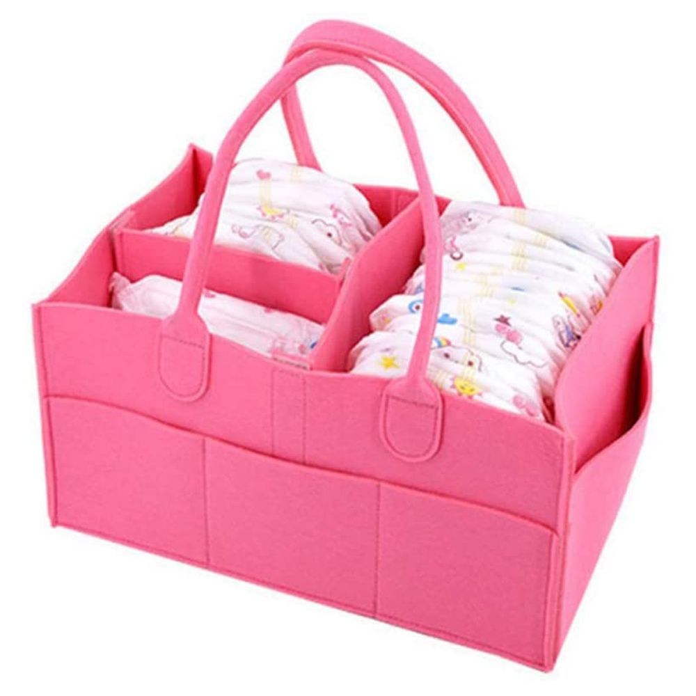 Star Babies - Diaper Caddy Organizer w/ Scented Bag Dispenser & Disposable Bibs - Pink