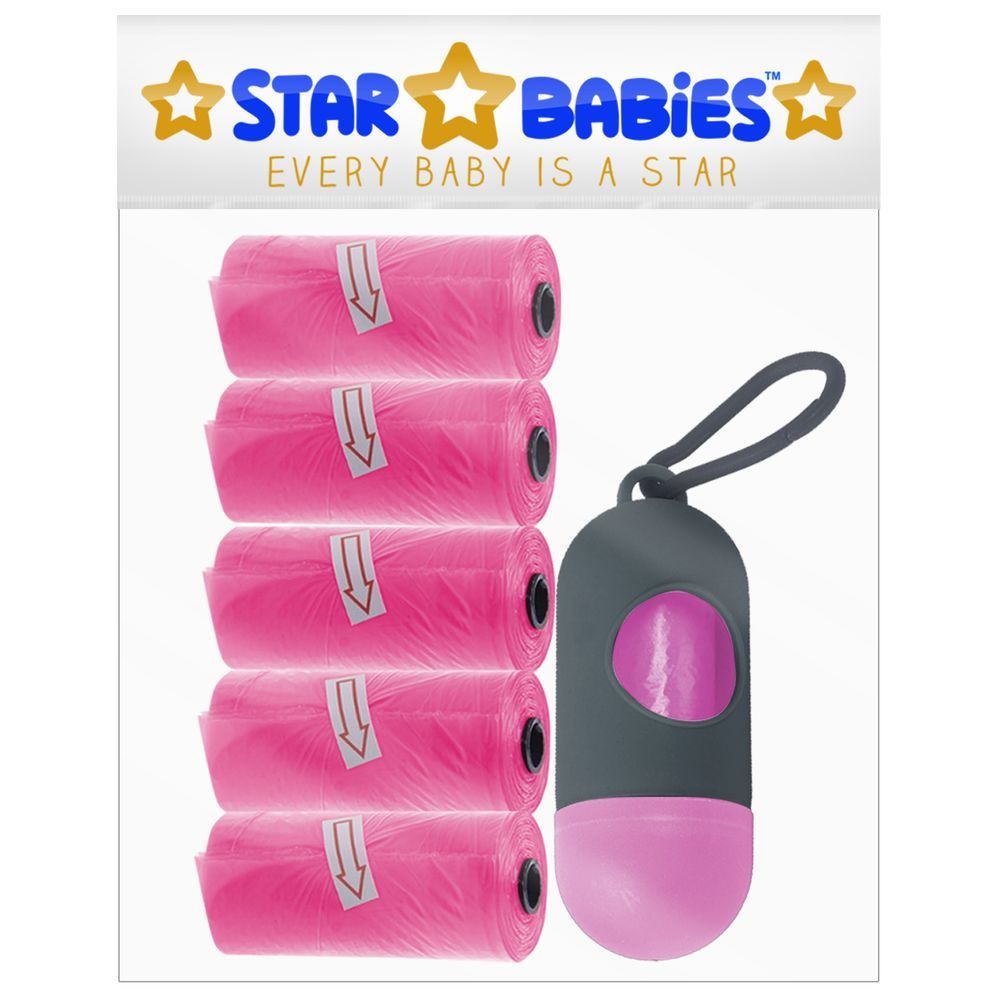 Star Babies - Diaper Caddy Organizer w/ Scented Bag Dispenser & Disposable Bibs - Pink