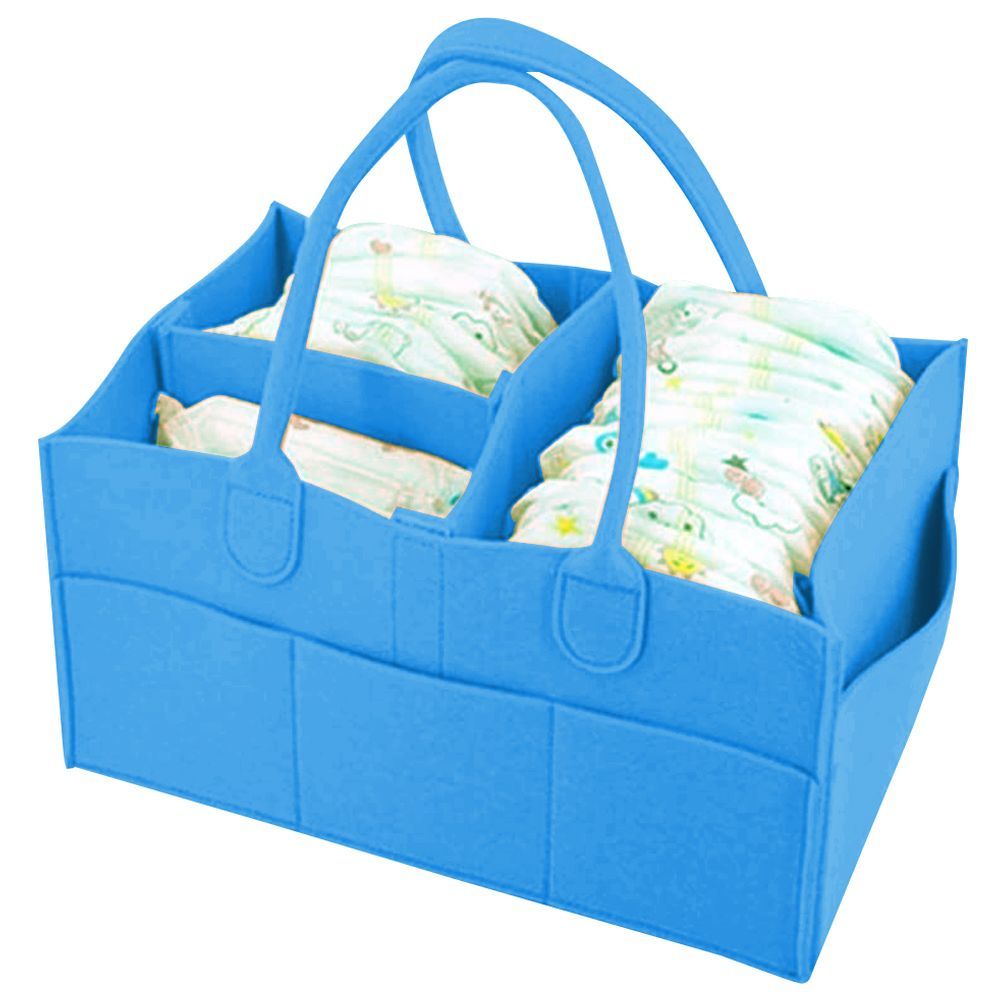 Star Babies - Diaper Caddy Organizer w/ Scented Bag Dispenser & Powder Puff - Blue