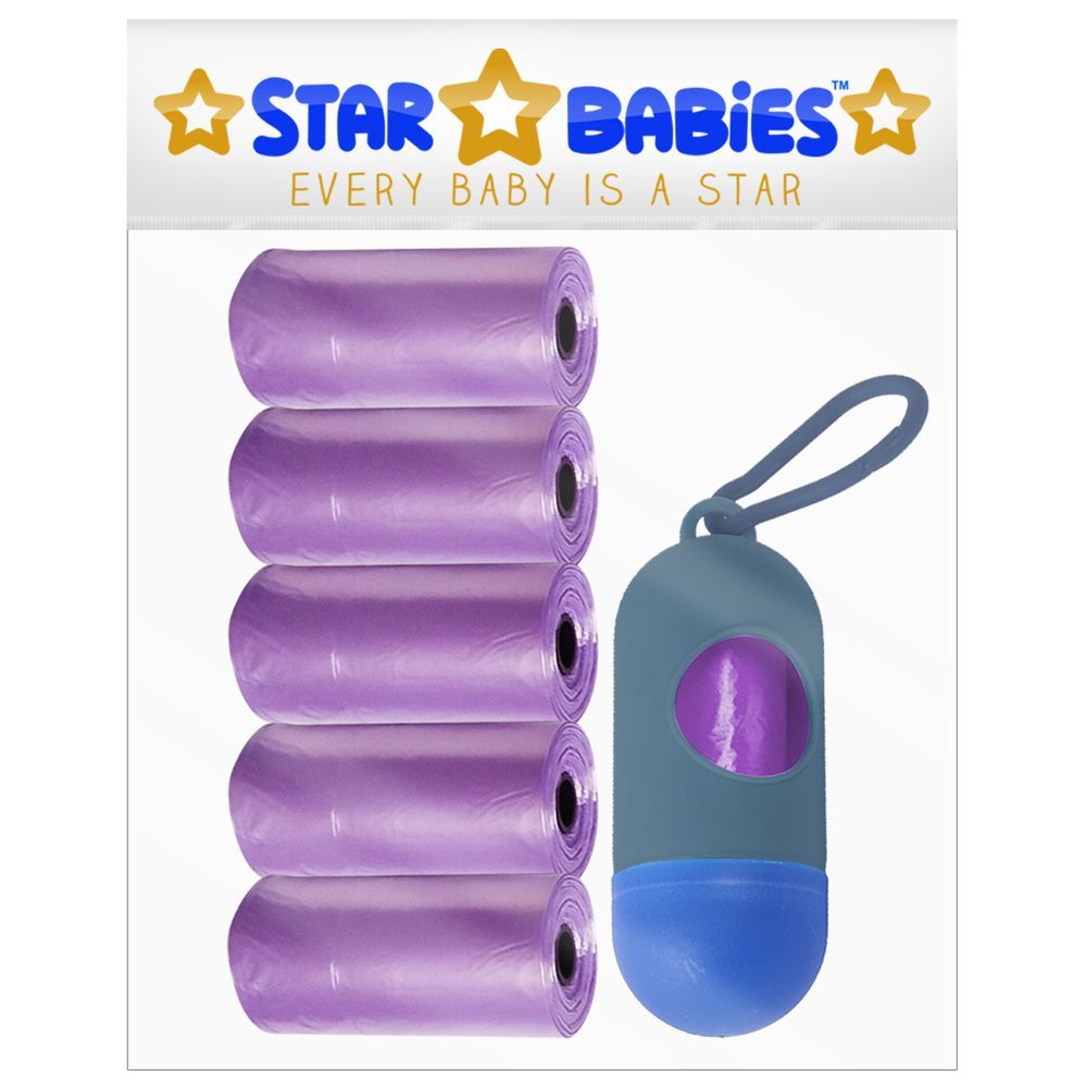 Star Babies - Changing Mats 12pcs w/ Scented Bag Dispenser & Disposable Bibs - Purple