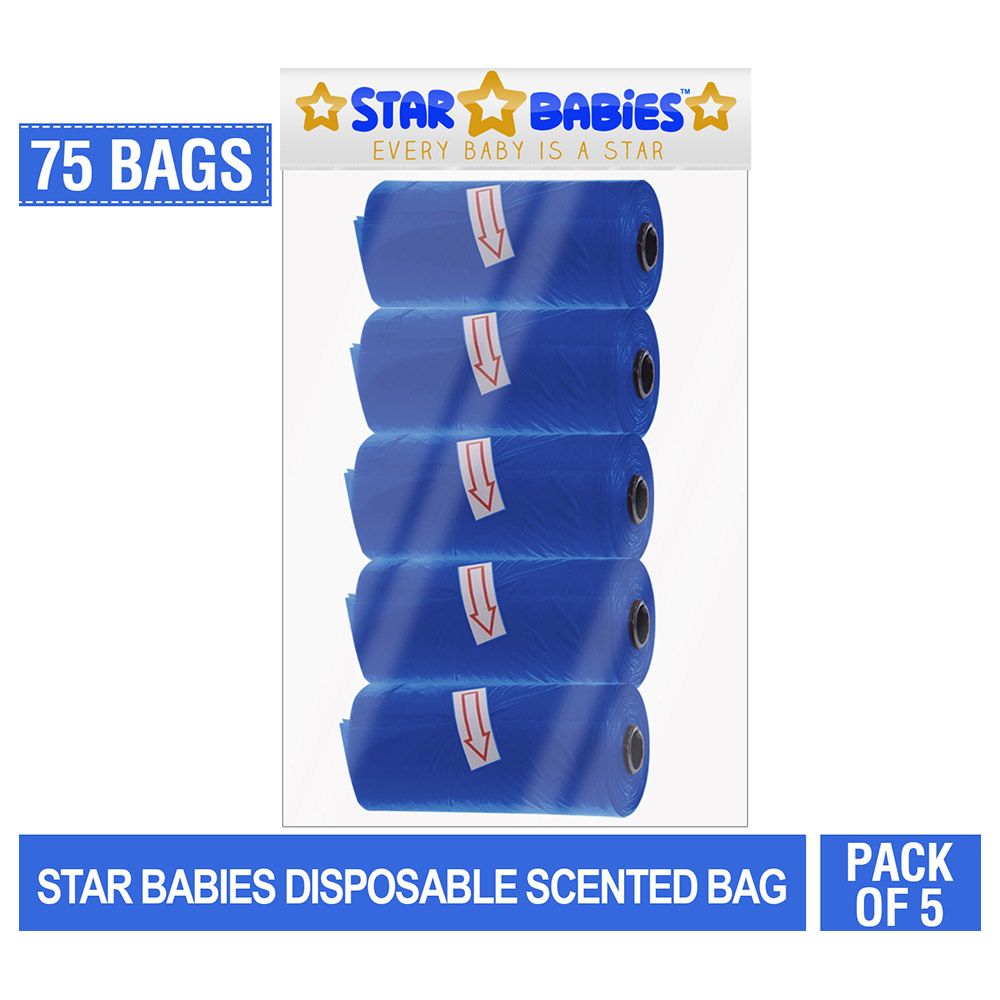 Star Babies - Disposable Scented Bag Pack of 5/75 Bags - Navy Blue