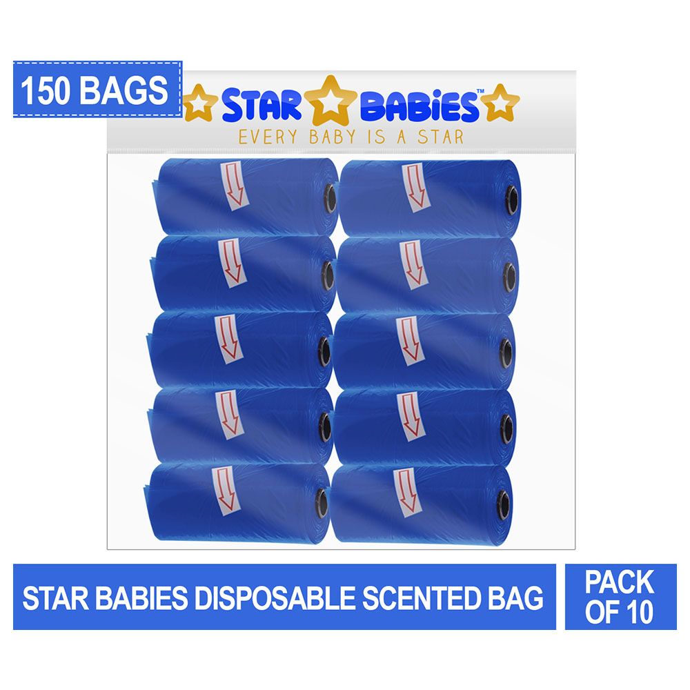 Star Babies - Disposable Scented Bag Pack of 10/150 Bags - Navy Blue