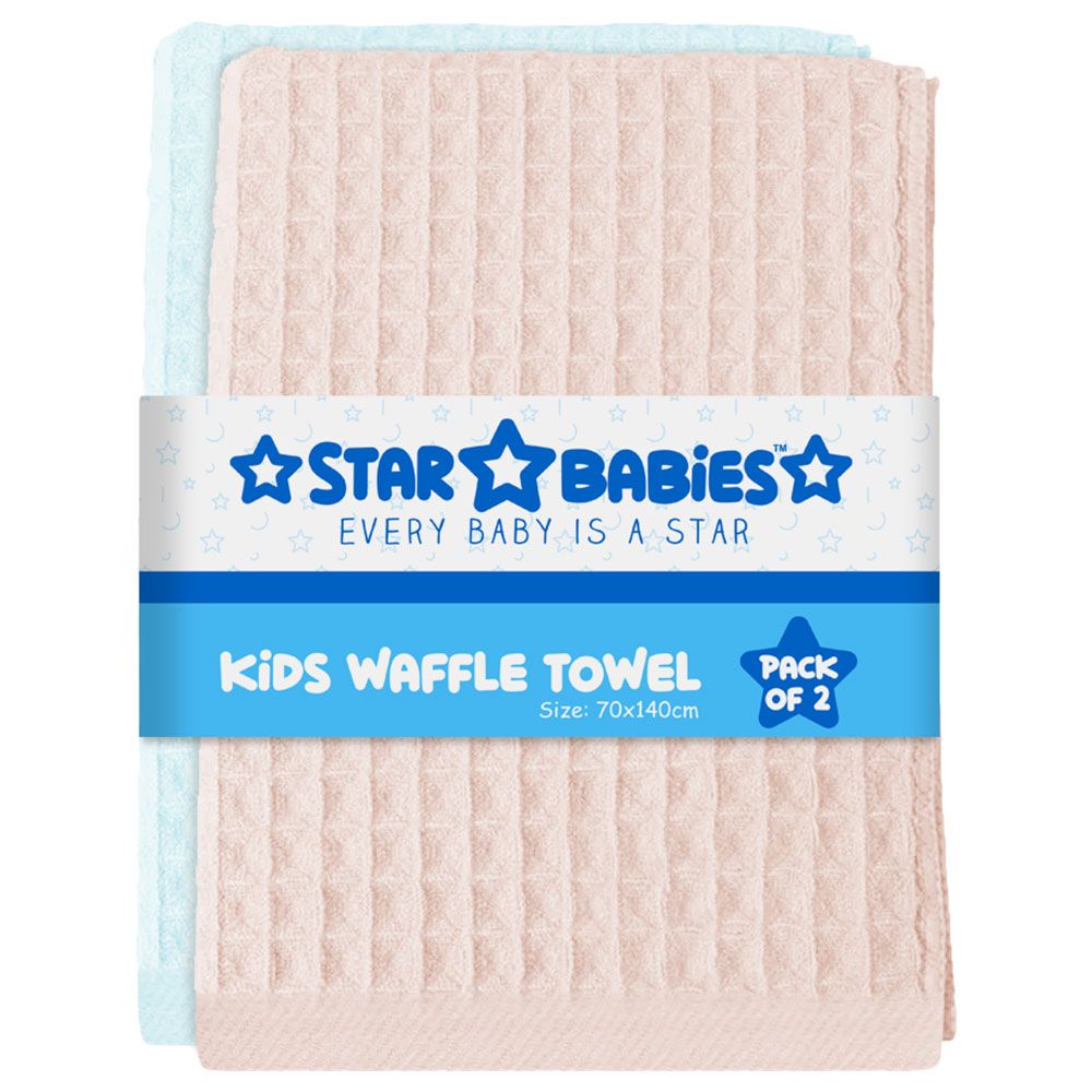 Star Babies - Waffle Towel Size Blue & Pink - Pack Of 2