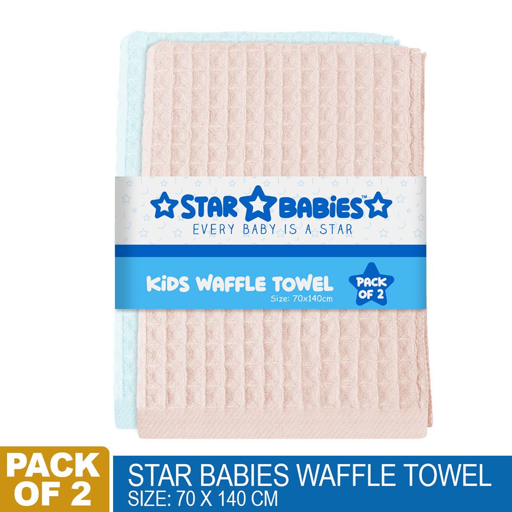 Star Babies - Waffle Towel Size Blue & Pink - Pack Of 2