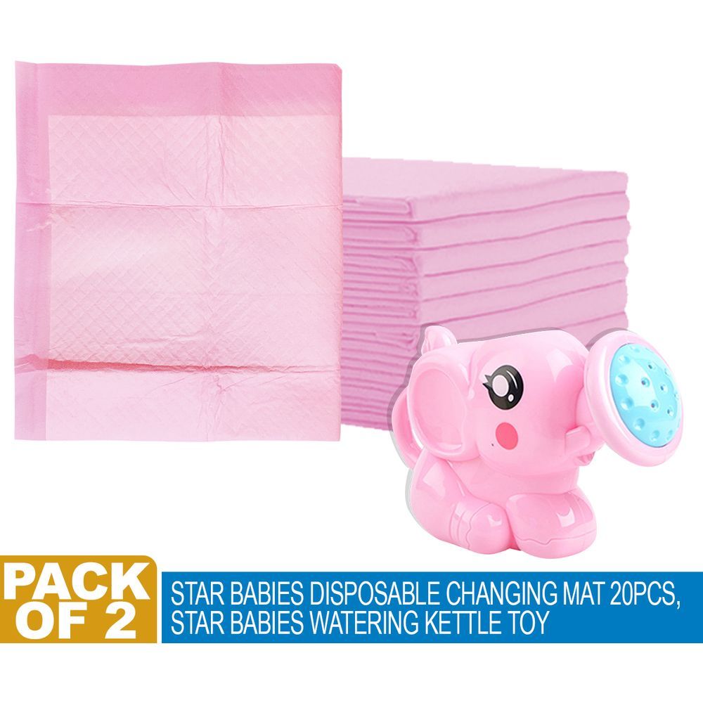 Star Babies - Disposable Changing Mats 20pcs & Kettle Toy Combo Set