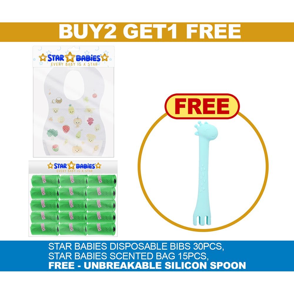 Star Babies - Disposable Bibs w/ Scented Bag & Silicon Spoon