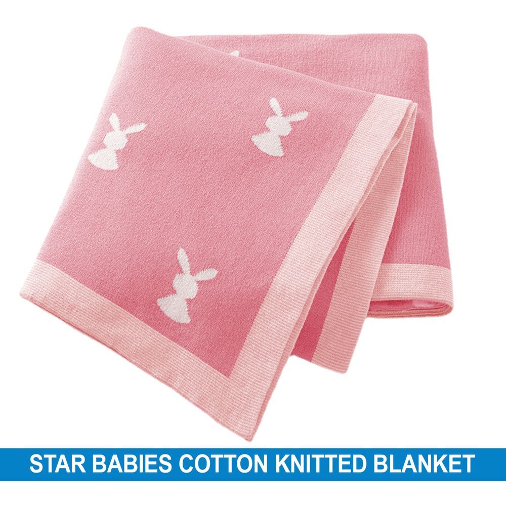 Star Babies - Baby Cotton Knitted Blanket 80x100cm - Pink