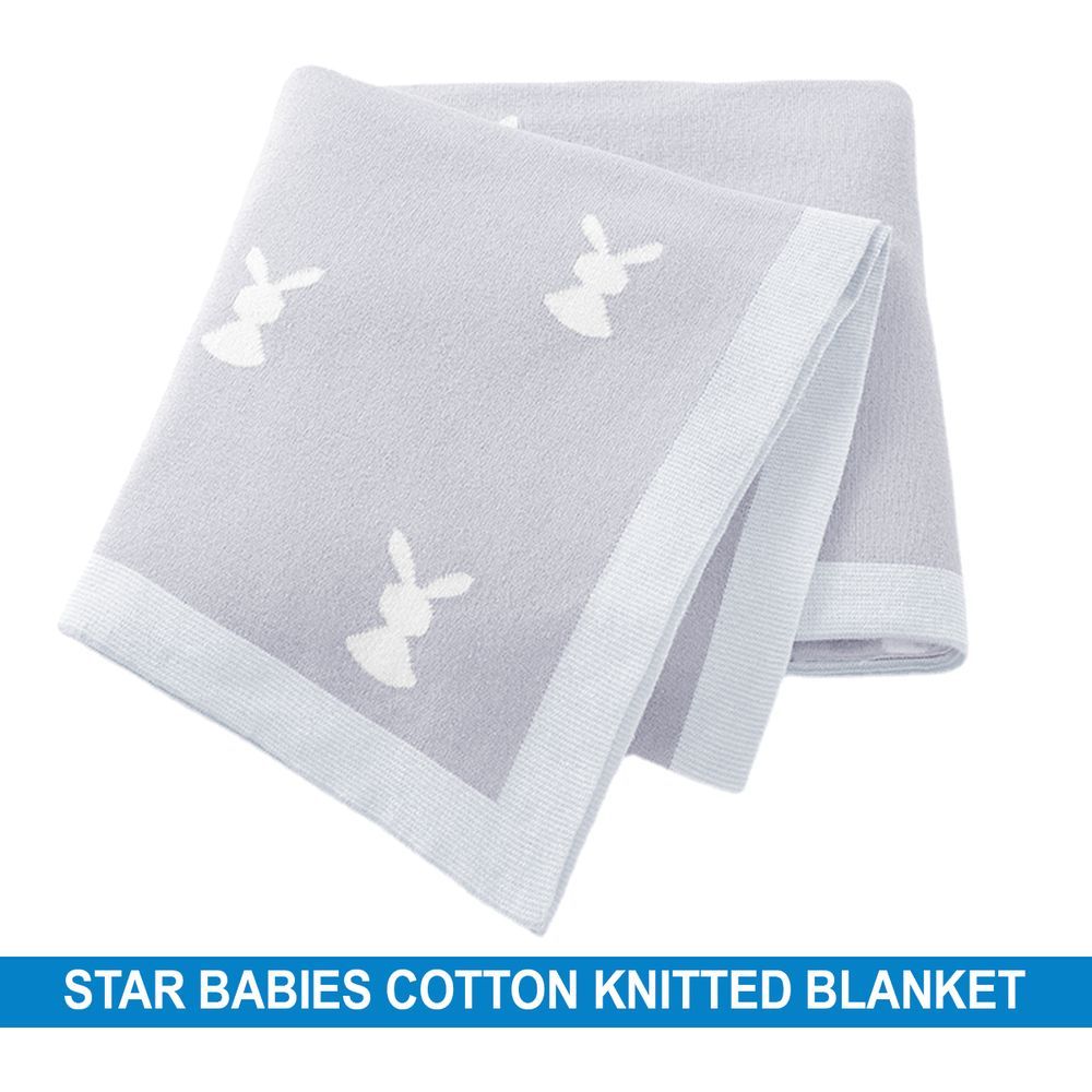 Star Babies - Baby Cotton Knitted Blanket 80x100cm - Grey