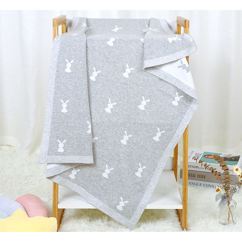 Star Babies - Baby Cotton Knitted Blanket 80x100cm - Grey