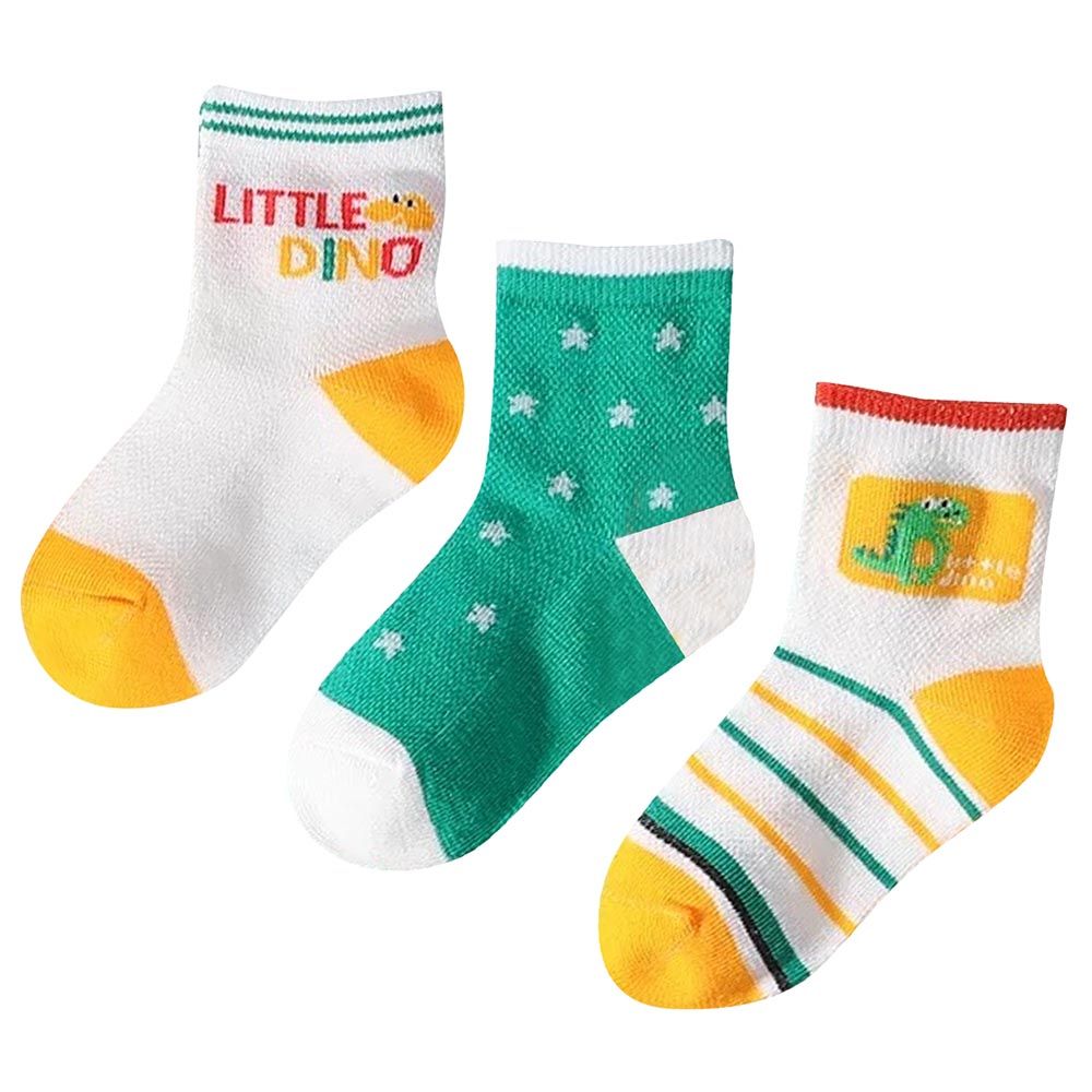 Star Babies - Kids Socks For Boys - Green/Yellow - Pack of 3