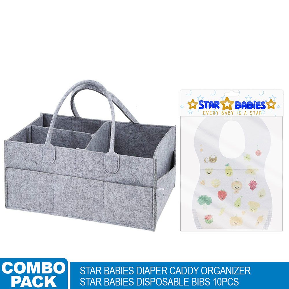 Star Babies - Diaper Caddy Organizer & Disposable Bib Assorted 5Pcs