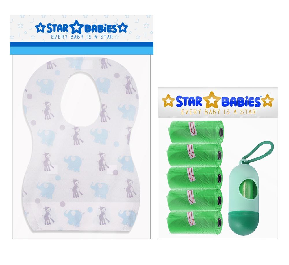 Star Babies - Combo Disposable Bibs 20 Pcs W/ Scented Bag 5 Pcs + Dispenser