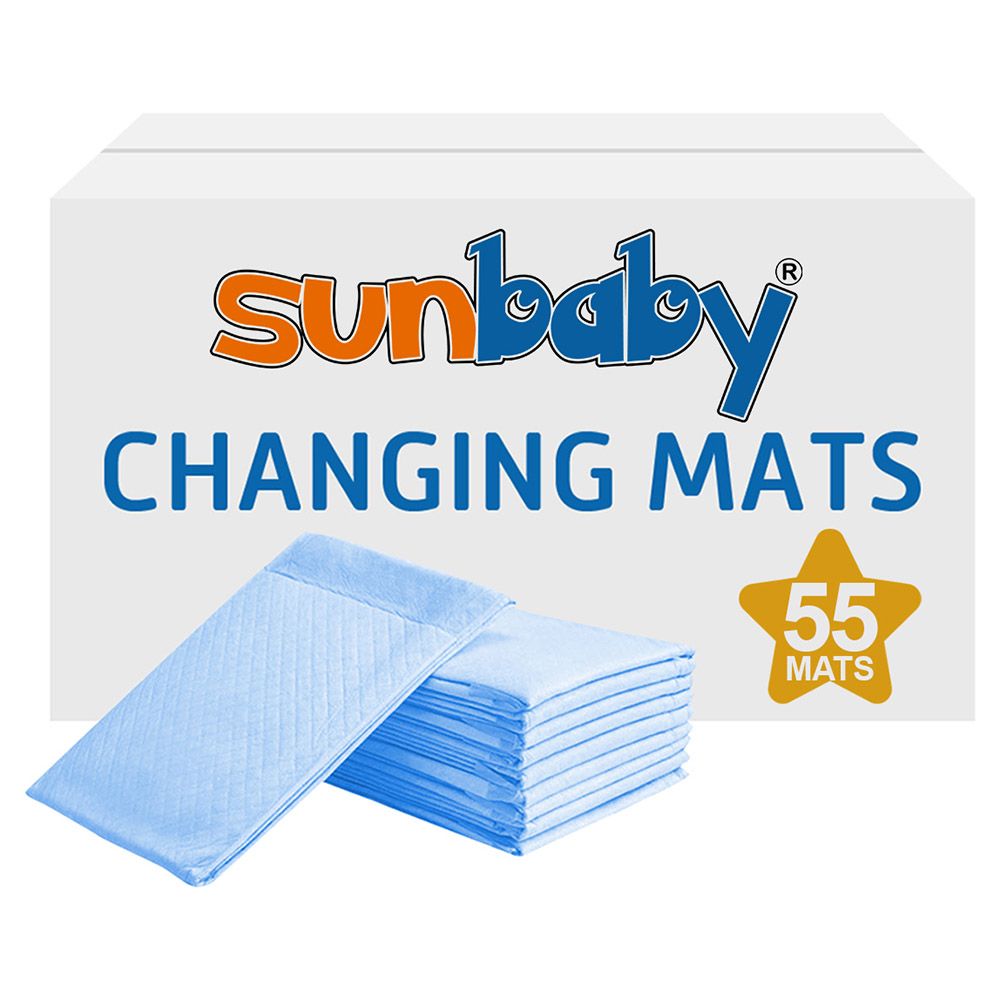 SunBaby - Disposable Changing mats (45x60cm) Large, Pack Of 55 - Blue