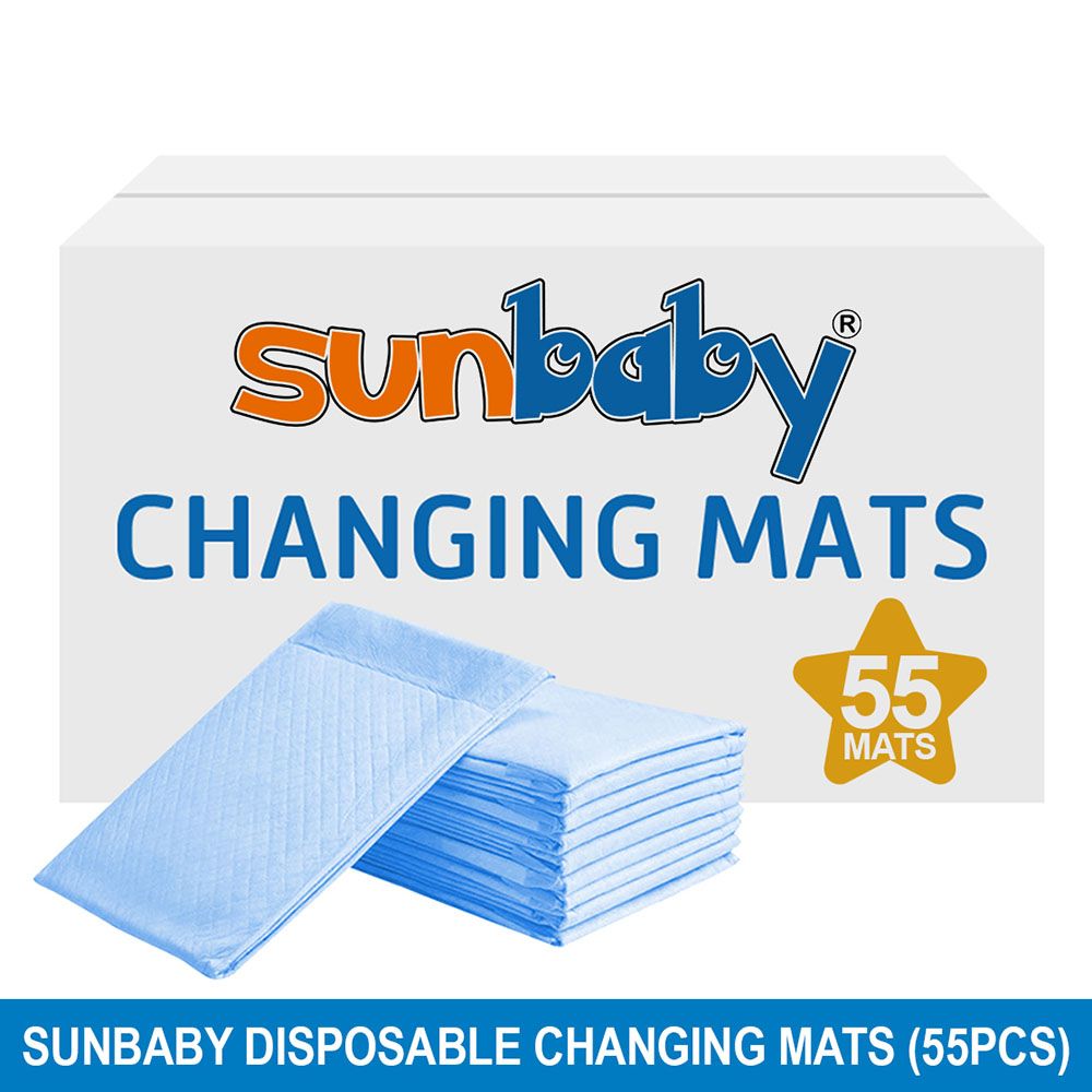 SunBaby - Disposable Changing mats (45x60cm) Large, Pack Of 55 - Blue