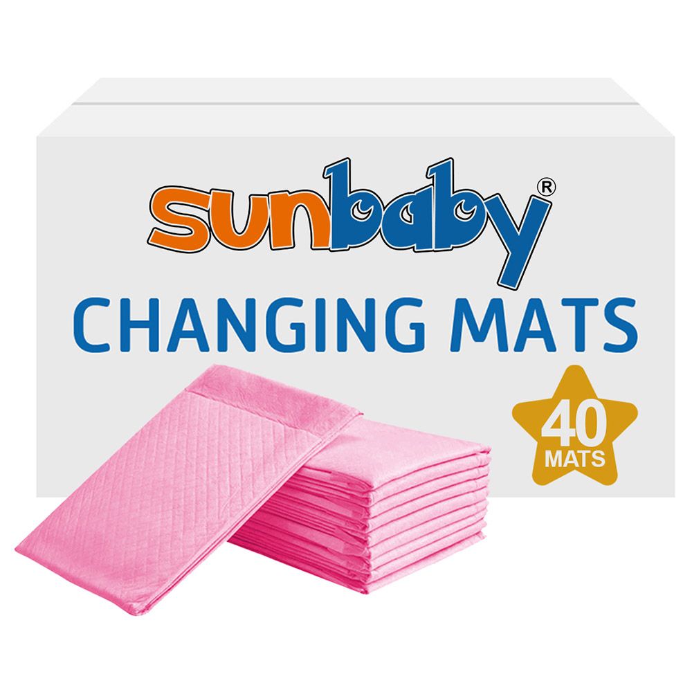 SunBaby - Disposable Changing mats (45x60cm) Large, Pack Of 40 - Pink