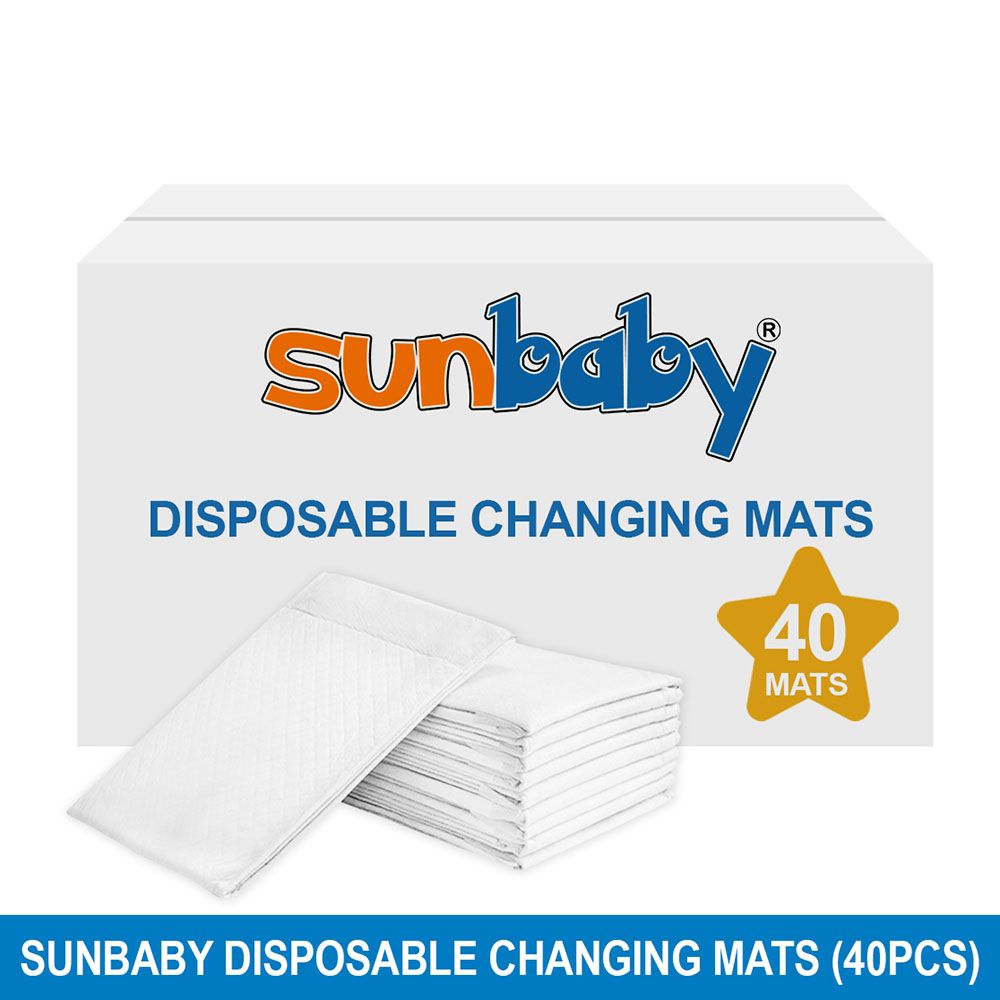 SunBaby - Disposable Changing mats (45x60cm) Large, Pack Of 40 - White