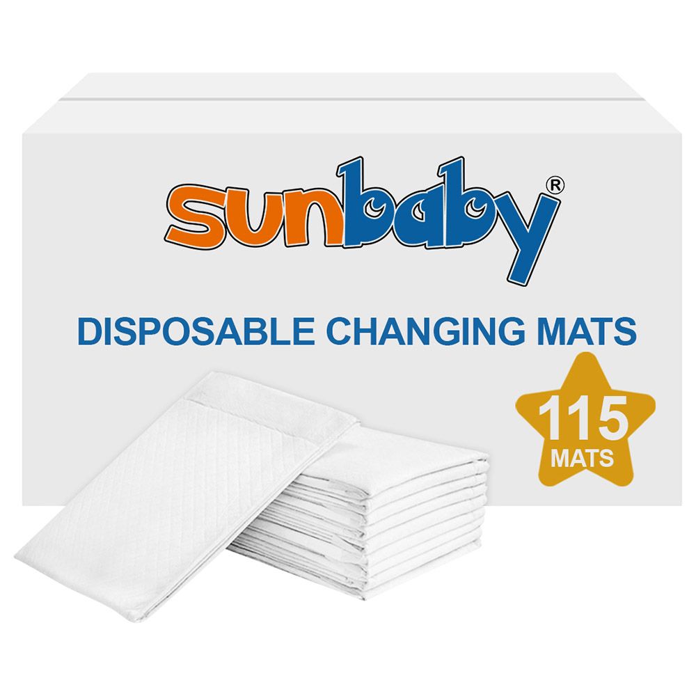 SunBaby - Disposable Changing mats (45x60cm) Large, Pack Of 115 - White