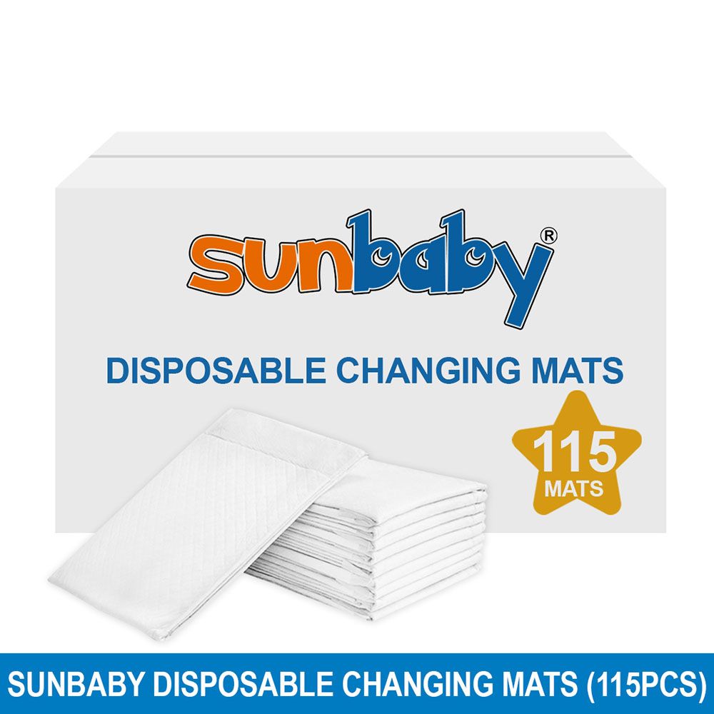 SunBaby - Disposable Changing mats (45x60cm) Large, Pack Of 115 - White