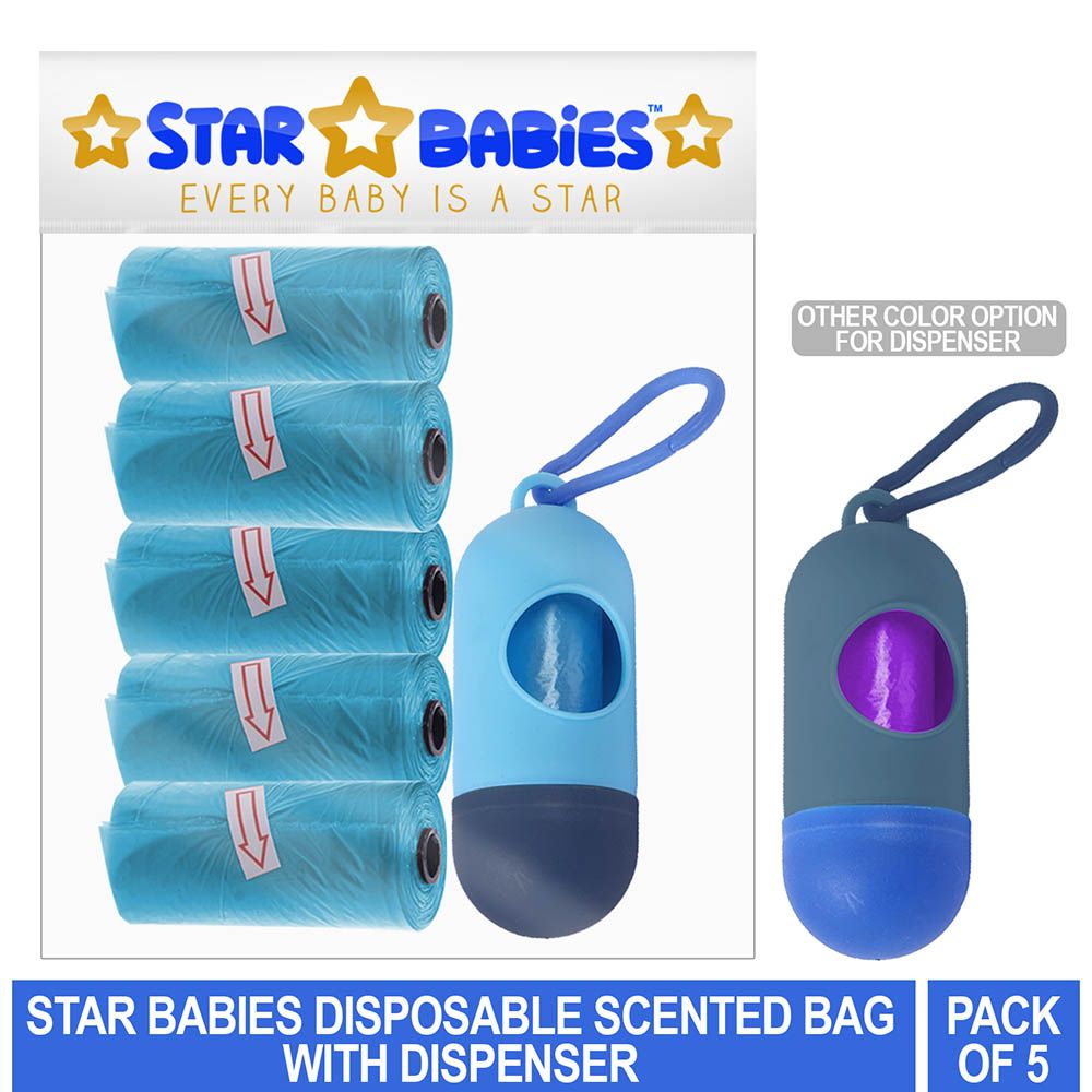 Star Babies - Scented Bag Pack of 5/75 Bags Blue & Assorted Dispenser