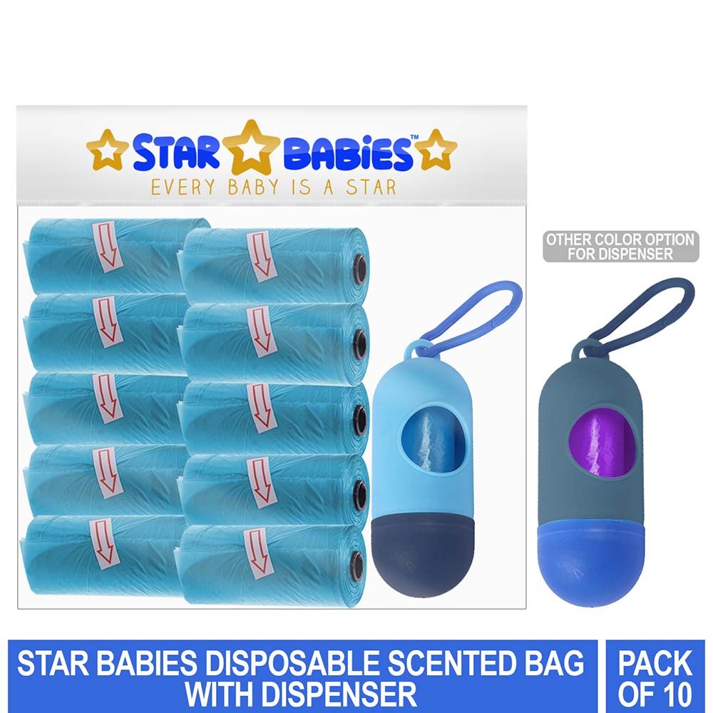 Star Babies - Scented Bag Pack of 10/150 Bags Blue & Assorted Dispenser