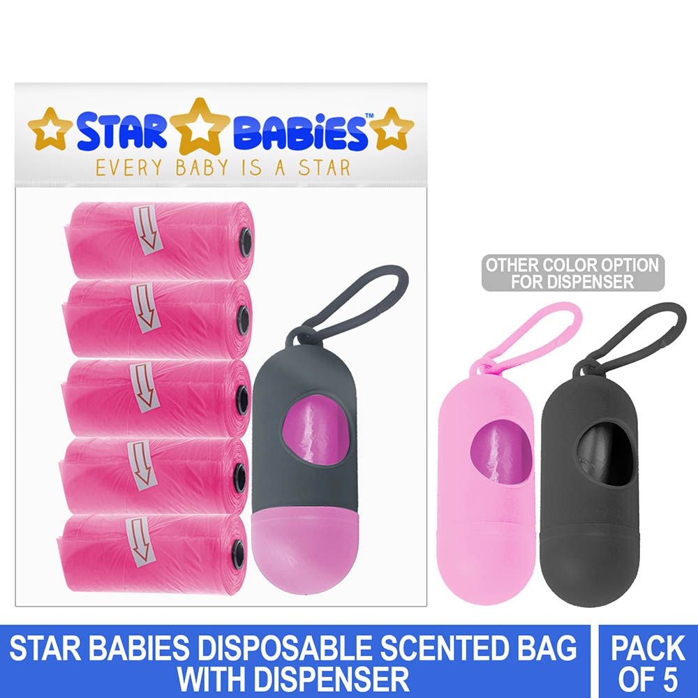 Star Babies - Scented Bag Pack of 5/75 Bags Pink & Assorted Dispenser