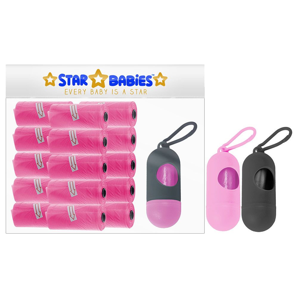 Star Babies Scented Bag Pack of 15/225 Bags Pink & Assorted Dispenser