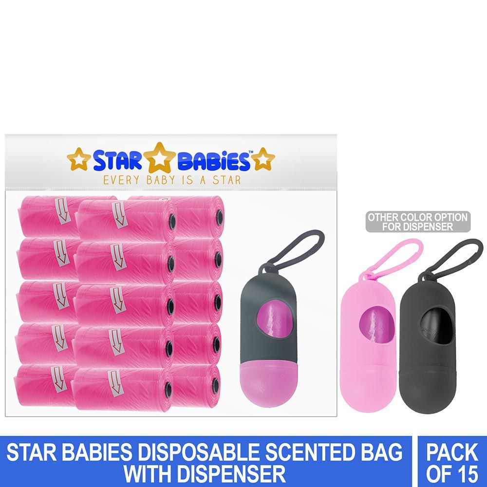 Star Babies Scented Bag Pack of 15/225 Bags Pink & Assorted Dispenser