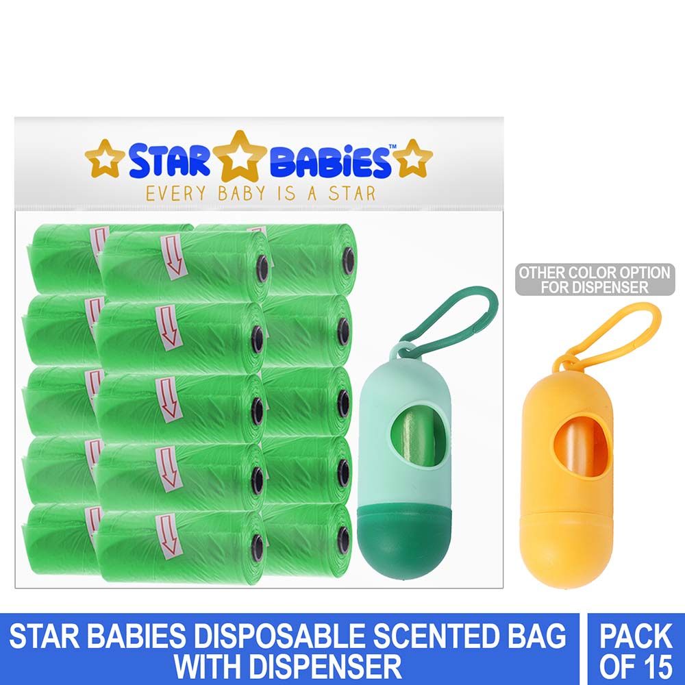 Star Babies Scented Bag Pack of 15/225 Bags Green & Assorted Dispenser