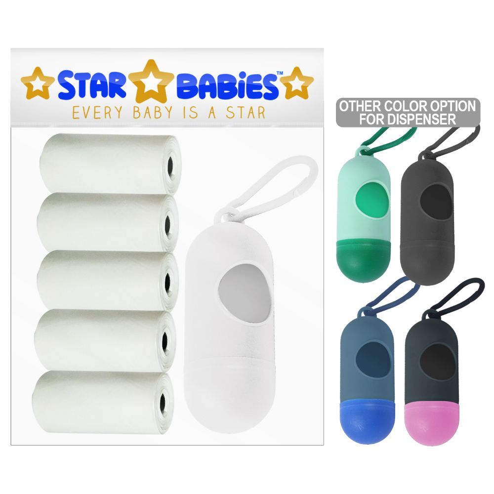 Star Babies - Scented Bag Pack of 5/75 Bags White & Assorted Dispenser