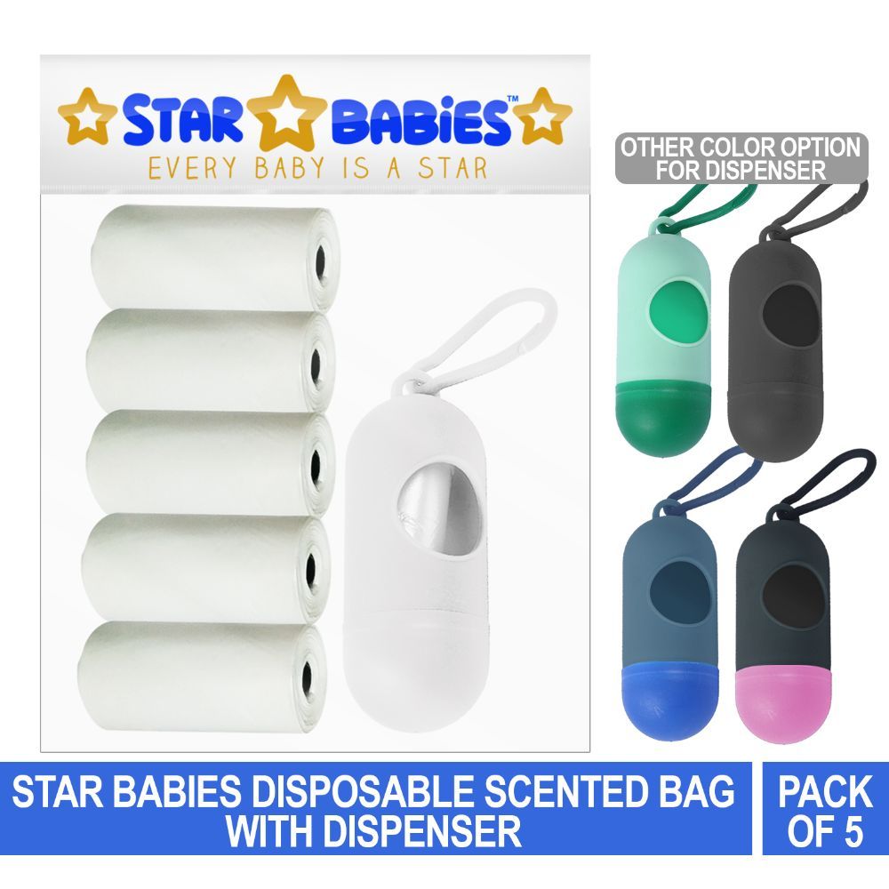 Star Babies - Scented Bag Pack of 5/75 Bags White & Assorted Dispenser