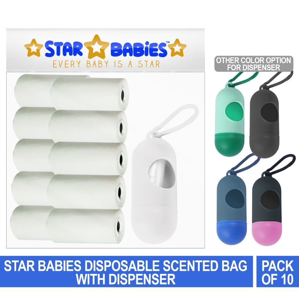 Star Babies - Scented Bag Pack of 10/150 Bags White & Assorted Dispenser