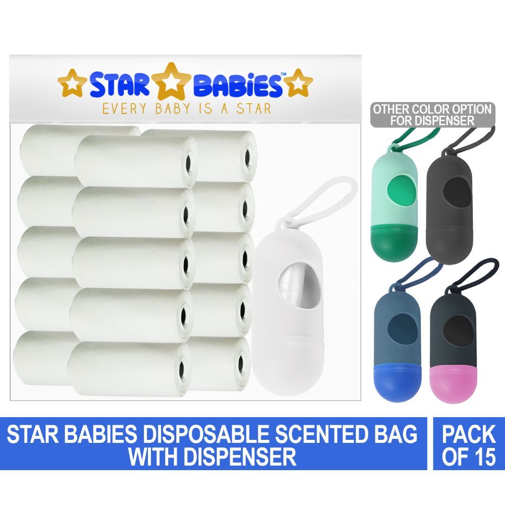 Star Babies Scented Bag Pack of 15/225 Bags White & Assorted Dispenser