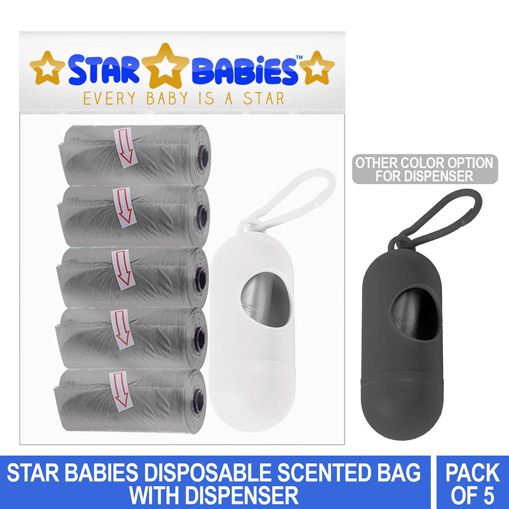 Star Babies - Scented Bag Pack of 5/75 Bags Grey & Assorted Dispenser