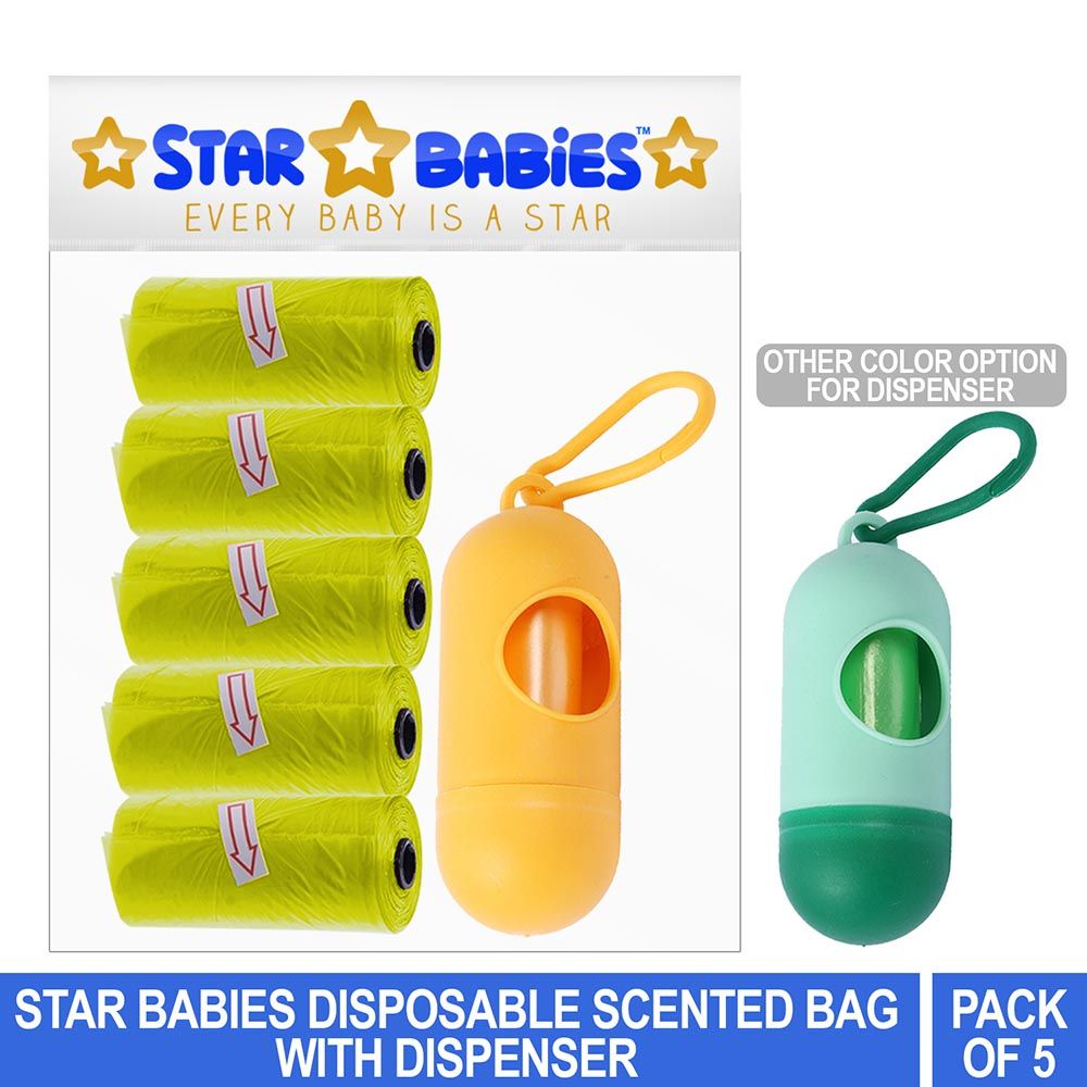 Star Babies - Scented Bag Pack of 5/75 Bags Yellow & Assorted Dispenser