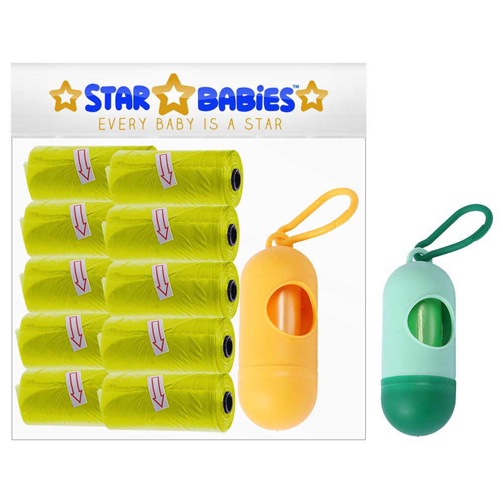 Star Babies - Scented Bag Pack of 10/150 Bags Yellow & Assorted Dispenser